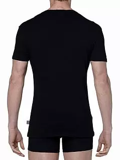 Мужская классическая футболка черная HOM First Cotton 03256cK9