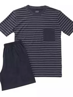 Пижама из чистого хлопка из футболки с короткими рукавами и небольшим нагрудным карманом синего цвета ESGE FM-14900-889-14900 распродажа