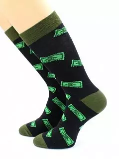 Мужские носки с принтом "Доллары" черного цвета Hobby Line RTнус80129-10-02