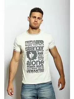 Неотразимая мужская футболка с принтом "Джим" бежевого цвета Epatag RT050308m-EP