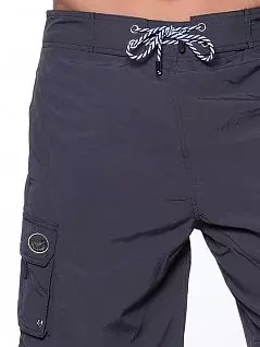 Удлиненные шорты со стильным двухцветным декоративным шнурком с металлическими наконечниками темно-серого цвета HOM 07805cZ9 распродажа
