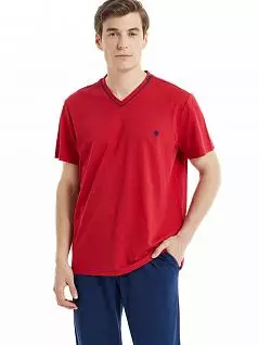 Яркая пижама (футболка с V-образным вырезом горловины и брюки) LTBS30815 BlackSpade красный с синим