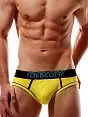 Мужские желтые трусы слипы с черной отделкой Oboy Ribby 5240c08
