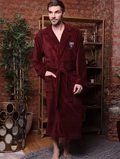 Уникальный халат из мягкой ткани Трига Бамбук бордового цвета Five Wien FW1676