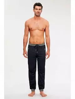 Хлопковые брюки на мягкой комфортной резинке с дополнительным фиксирующим шнурком и карманами на молнии Kom LTCPEK201-003 NATHAN Kom темно-синий
