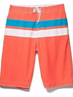 Тонкие пляжные шорты из полиэстра с контрастными широкими полосами ATLANTIC MW25308красный