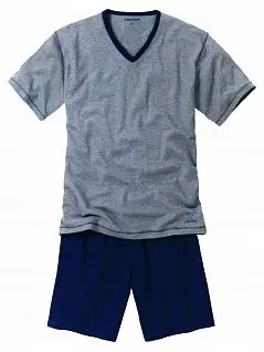 Трикотажная пижама из футболки шорт из смеси хлопка и полиэстра серого цвета Ceceba FM-30561-9279