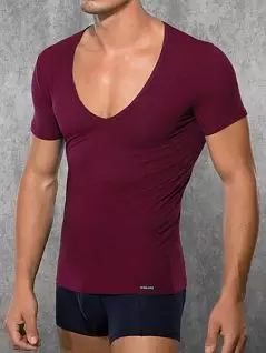 Облегающая мужская футболка бордового цвета с глубоким вырезом Doreanse City 2820c60