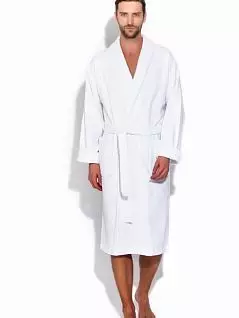 Банный мужской халат из высококачественного хлопка белого цвета Evateks №363 Arctic White (Белый)