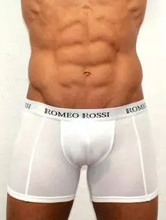 Белоснежные длинные мужские трусы боксеры Romeo Rossi Long boxers R7001-1
