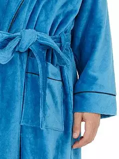 Бархатистый мужской махровый халат сочного бирюзового оттенка HOM 40c1976c00PB распродажа