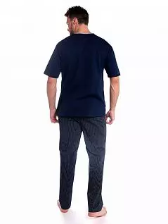 Пижама из футболки с коротким рукавом и брюк LTPJ1009-1 Sis темно-синий