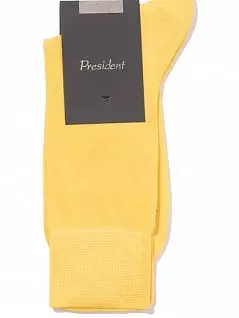 Однотонные носки из тончайшего мерсеризованного хлопка желтого цвета President 915c6