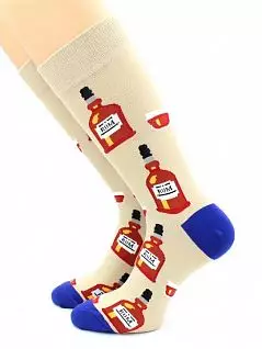 Эластичные носки с принтом "Ром" бежевого цвета Hobby Line RTнус80129-01-15