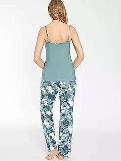 Легкая пижама (топ на бретельках и брюки с принтом) LTC840-322 CONFEO зеленый