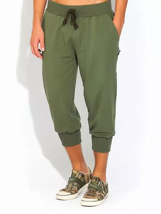 Стильные мужские шорты-бриджи из хлопка зеленого цвета PECHE MONNAIE №005Хаки