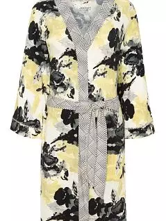Легкий халат-кимоно для отдыха с принтом восточной живописи бежевого цвета Jockey 8701231c185