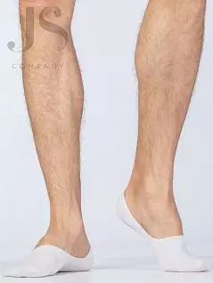 Мужские носки с антискользящей силиконовой вставкой на пятке Hobby Line JSHOBBY ННМ невидимые мужские х/б, однотонные (5 пар) белый