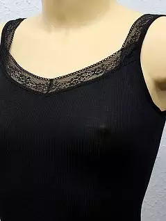 Чёрная женская маечка из мягкого и шелковистого материала в мелкий «рубчик» Doreanse Modal Romantic 9350c01