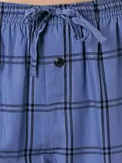 Легкие брюки в клетчатом дизайне из тонкой штапельной хлопковой ткани Jockey 500772H (муж.) Голубой 407