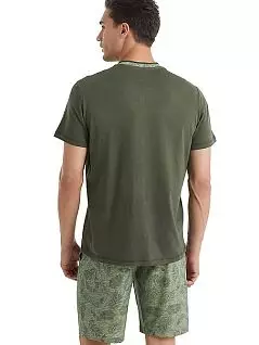 Стильная пижама (футболка с воротником Хейнли и шорты с принтом) LTBS40023 BlackSpade хаки