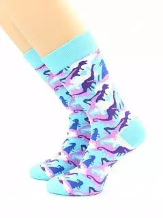 Яркие носки с принтом "Динозавры" голубого цвета Hobby Line RTнус80152-02-01-13