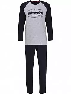 Мягкая пижама из футболки с длинным рукавом и штанов синего цвета Tom Tailor RT071089/5609