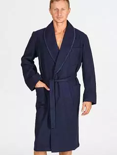 Мягкий халат из кашемира и шерсти синего цвета PJ-B&B_Bilbao new
