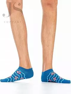 Мужские носки на комфортной резинке с рисунком "волны и спасательные круги" Wola JSW91.N01.975 (5 пар) lazur wol