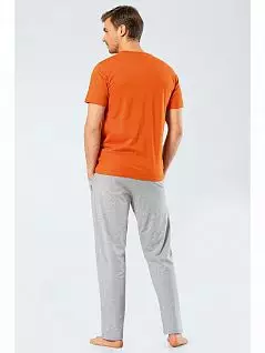 Оригинальная пижама (футболка с принтом и брюки свободного кроя) LT2198 Cacharel оранжевый с серым