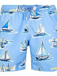 Плавки шорты с морским принтом из быстросохнующей ткани голубого цвета Bluemint ARTHUSc763