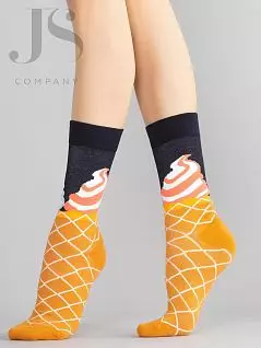 Мягкие носки с современным дизайном JSHOBBY 80152-07-04-01 унисекс, "Стаканчик мороженного" (5 пар) оранжевый hbl