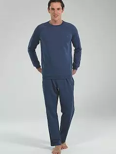 Трикотажный мужской домашний комплект синего цвета BlackSpade b7550 denim
