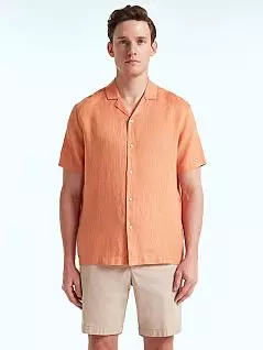 Всесезонная рубашка на пуговицах из легкого и мягкого льна оранжевого цвета BLUEMINT MARSc937