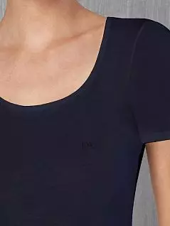 Тончайшая женская футболка с U-образным вырезом синего цвета Doreanse 9397c05
