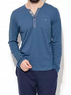 Лонгслив с накладным карманом декорирован пуговицей синего цвета Jockey 500709Hc468