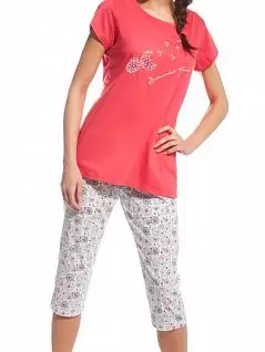 Великолепная пижама (Футболка красного цвета с коротким рукавом и бриджи 3/4 длинны с цветочным рисунком) CORNETTE MW115474MIX