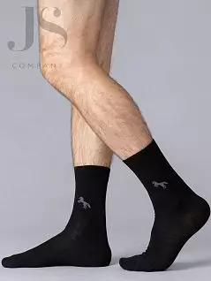 Хлопковые высокие мужские носки с минималистичным рисунком "лошадки" на голени OMSA JSECO 405 (5 пар) nero