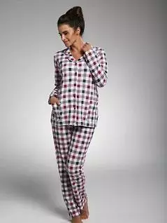 Элегантная пижама (Клетчатая рубашка с удобными карманами и лацканами и брюки в клетку) CORNETTE MW116123MIX
