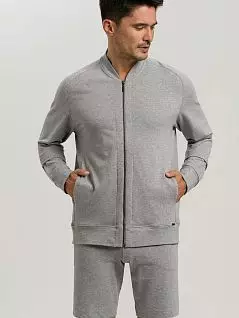 Универсальная куртка на молнии из хлопка и эластана серого цвета Hanro 075076c1036 распродажа
