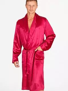 Шелковый нежный халат с запахом красного цвета PJ-B&B_1501