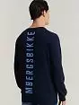 Хлопковый лонгслив на манжетах темно-синего цвета Bikkembergs BMM0801c7010
