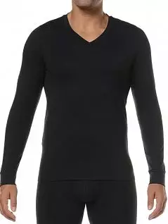 Классическая мужская футболка с длинным рукавом черного цвета HOM Original 03252cK9