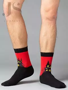 Хлопковые носки унисекс средней высоты выше щиколотки из праздничной коллекции "Хэллоуин" Omsa JSFREE STYLE 608 (5 пар) rosso oms