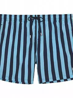 Пляжные шорты  в широкую вертикальную полоску тёмно-синего и бирюзового цветов HOM 40c2056cR0NB