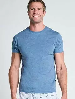Однотонная футболка из 100% чистого хлопка с усиленным воротником синего цвета Jockey 120100HcM17