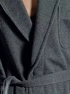 Комфортный халат с запахом из хлопка и акрила серого цвета PJ-B&B_Conero