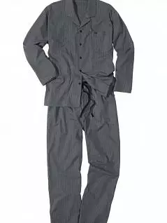 Нетрикотажная пижама из рубашки на пуговицах и брюк прямого кроя цвета серого цвета Gotzburg FM-451089-799