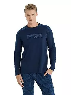 Стильная пижама (лонгслив с логотипом и брюки с узором) LTBS30958 BlackSpade темно-синий