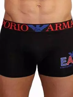Облегающие боксеры с красно-синей резинкой черного цвета Emporio Armani RT35277